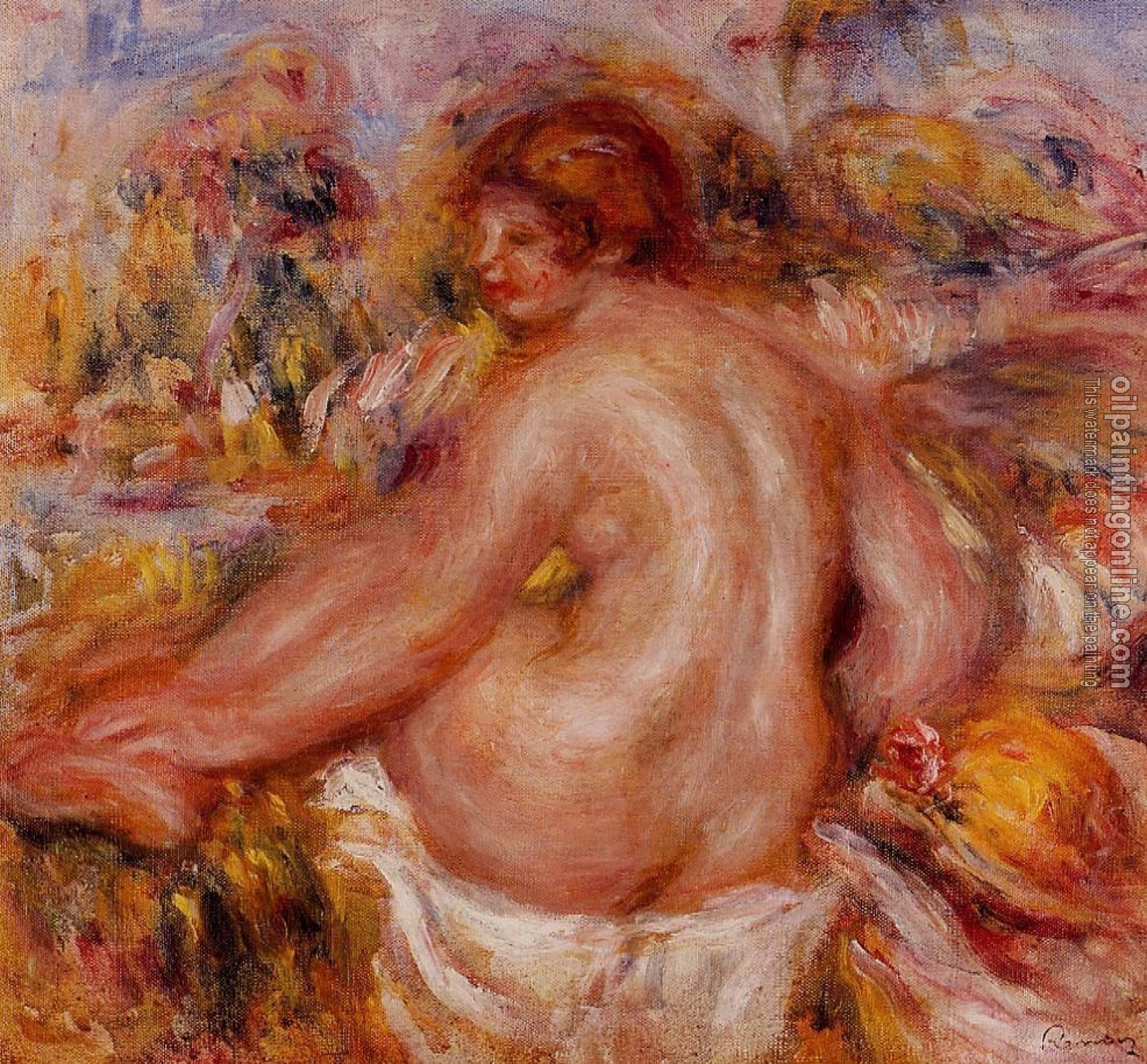 Renoir, Pierre Auguste - After Bathing Seated Female Nude